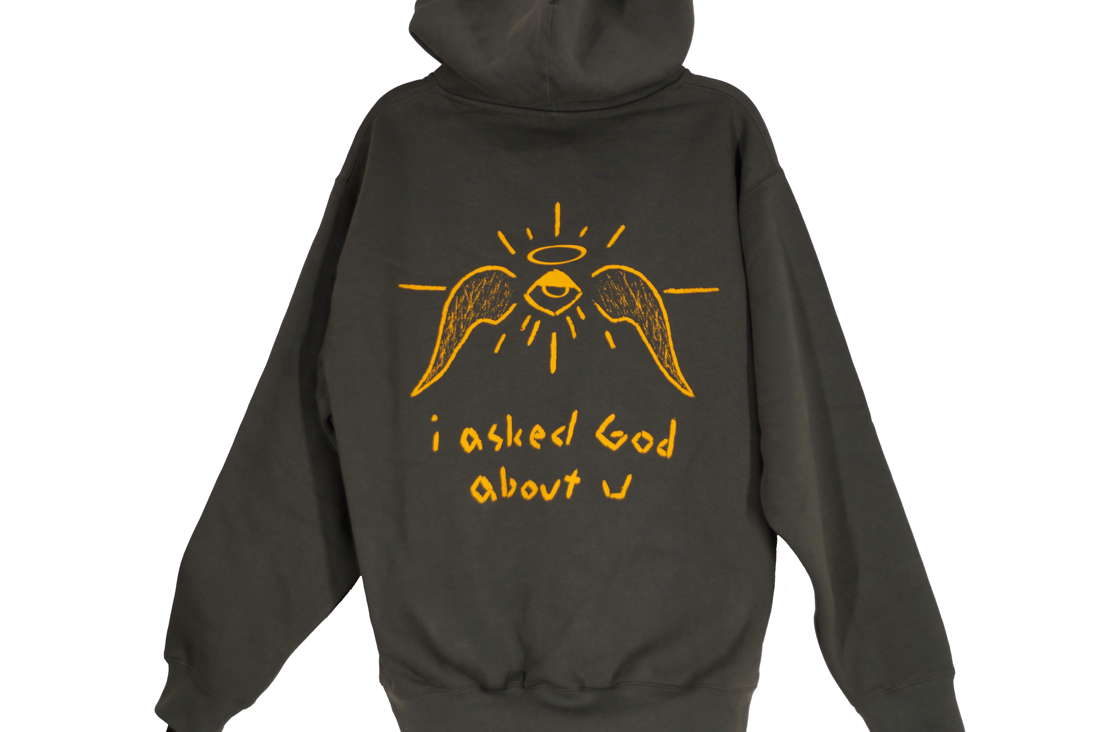 "iaskedGodaboutu" Heavyweight Hoodie